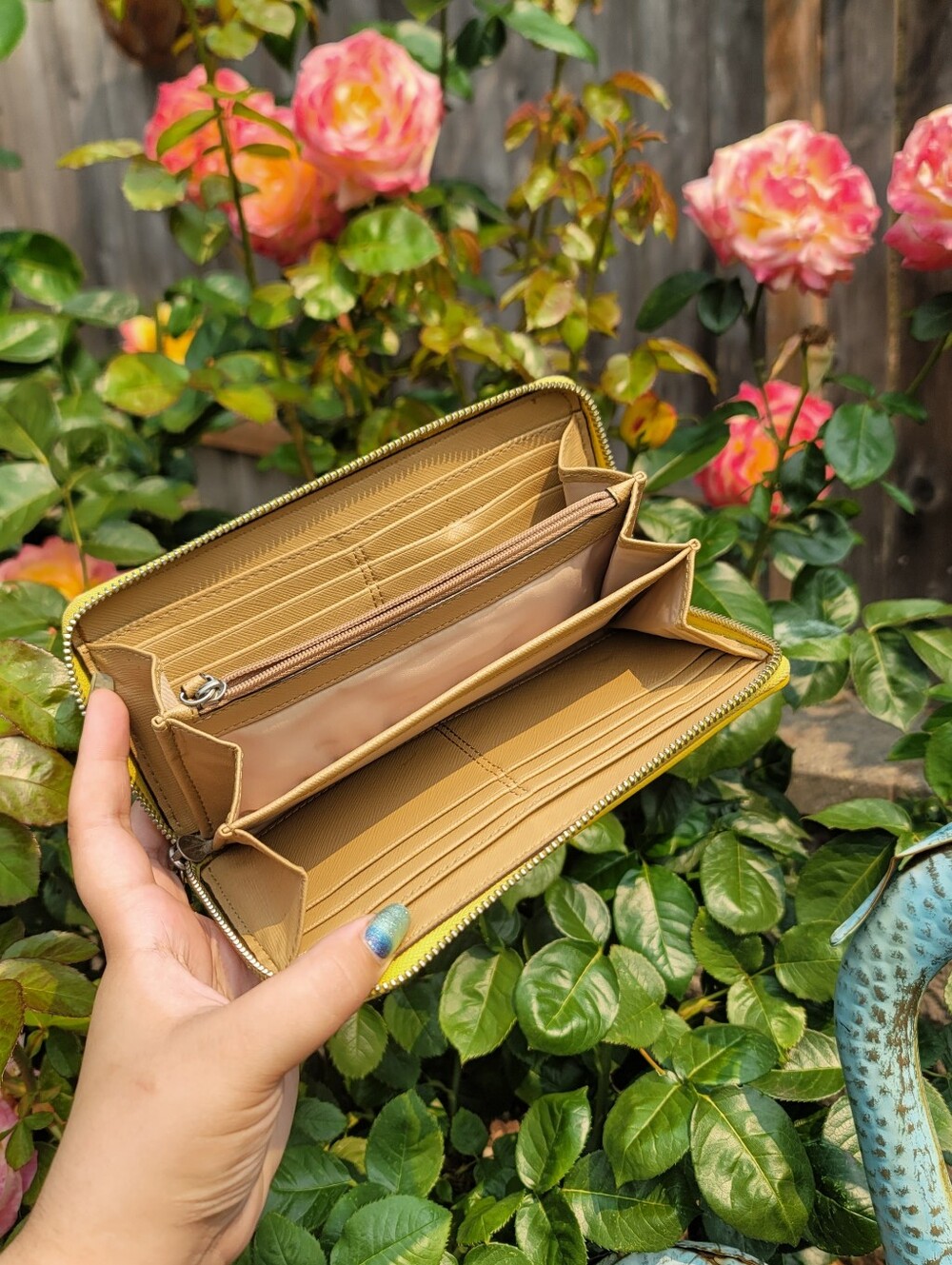 Coach Signature Stripe Yellow Wallet - Picture 4 of 14